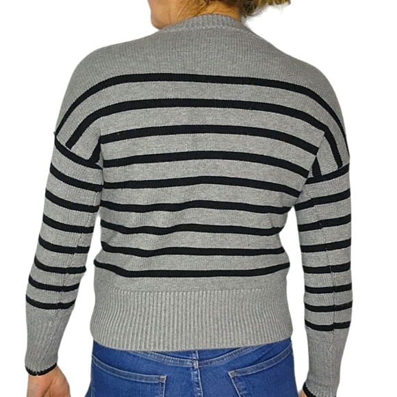 Philosophy Striped Knit Sweater Size X Small Grey Black - Picture 2 of 4